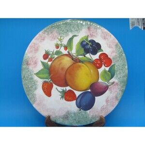 Due Torri Ceramica 13" Fruit Pattern Cake Plate Made In Italy VGC